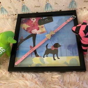 Leatherette dog collar/ rhinestone bow